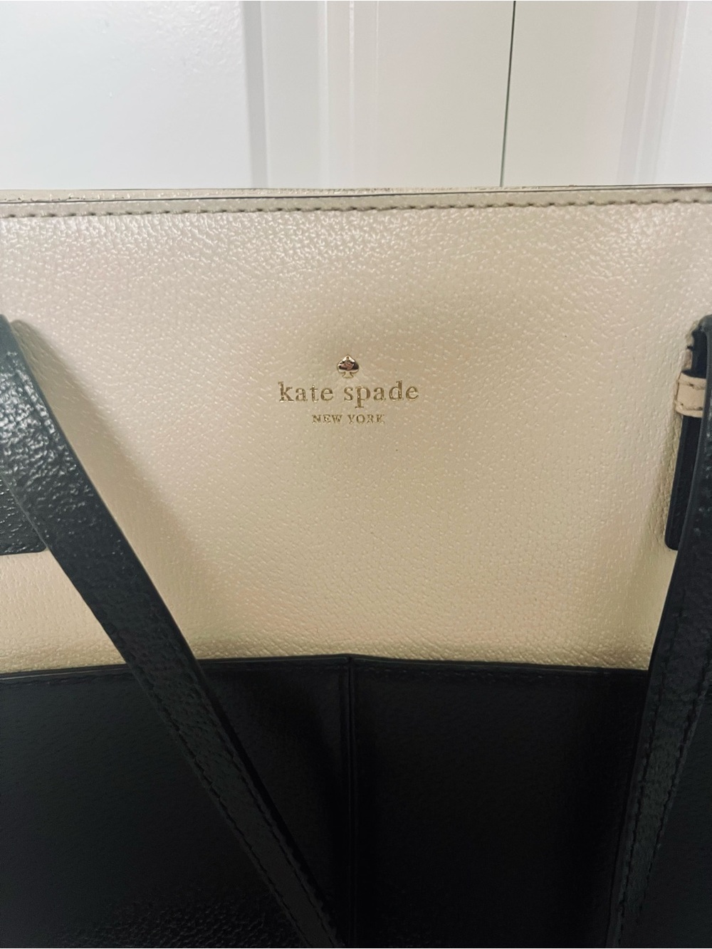 Kate Spade Black & Cream Leather Colorblock Tote - Picture 3 of 16